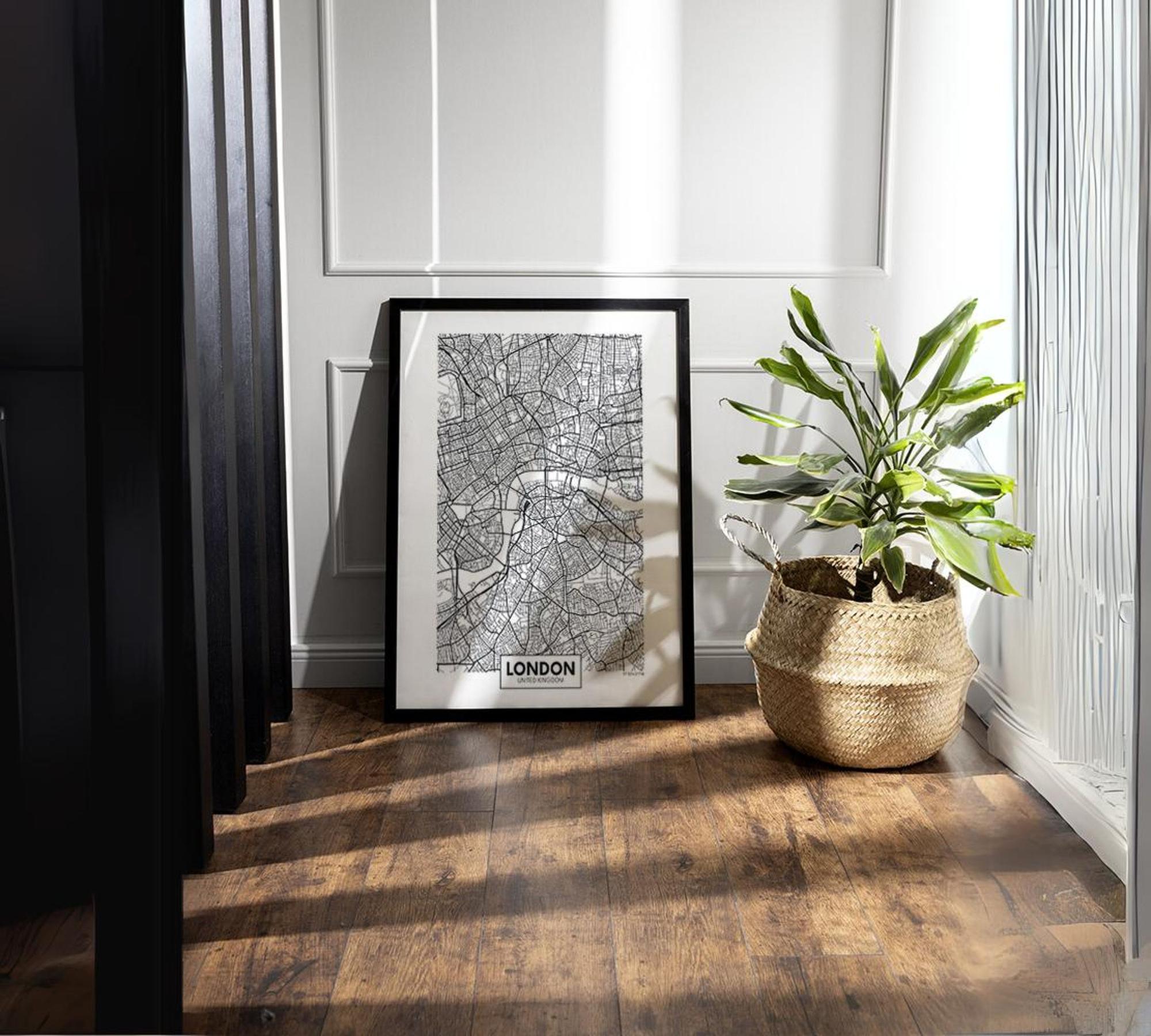 London City Map Art Print with Frame Multicolored 2