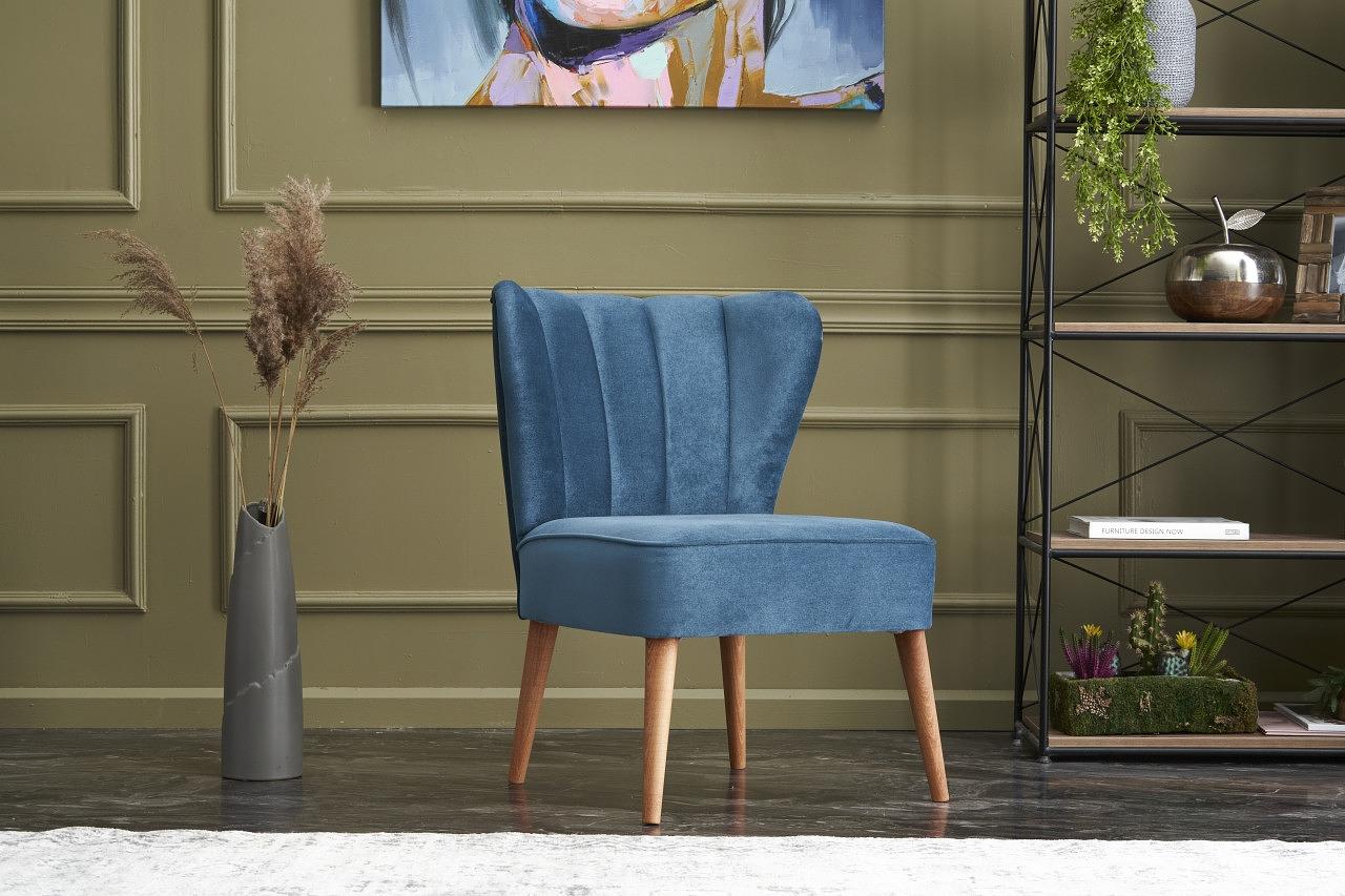 Layla Ohrensessel Holzfurnier Blau 0