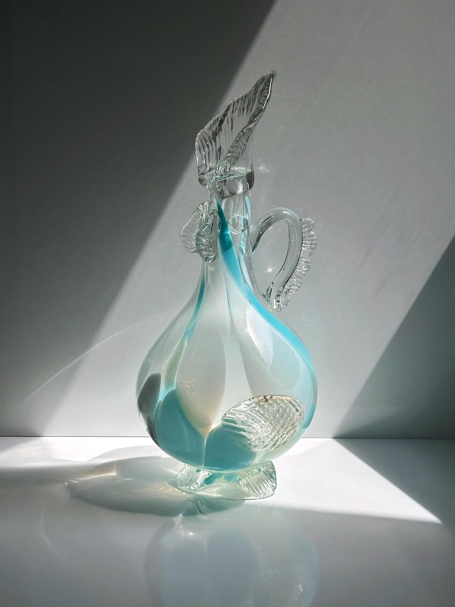 Vintage Vase Muranoglas Blau 1970er Jahre 0