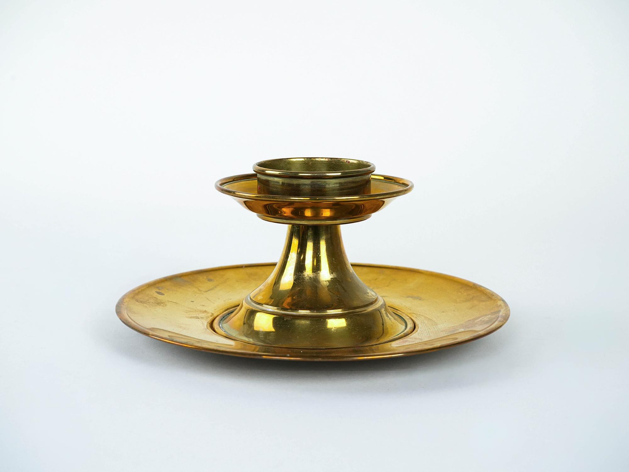 Brass candlestick with foot 1960s 2