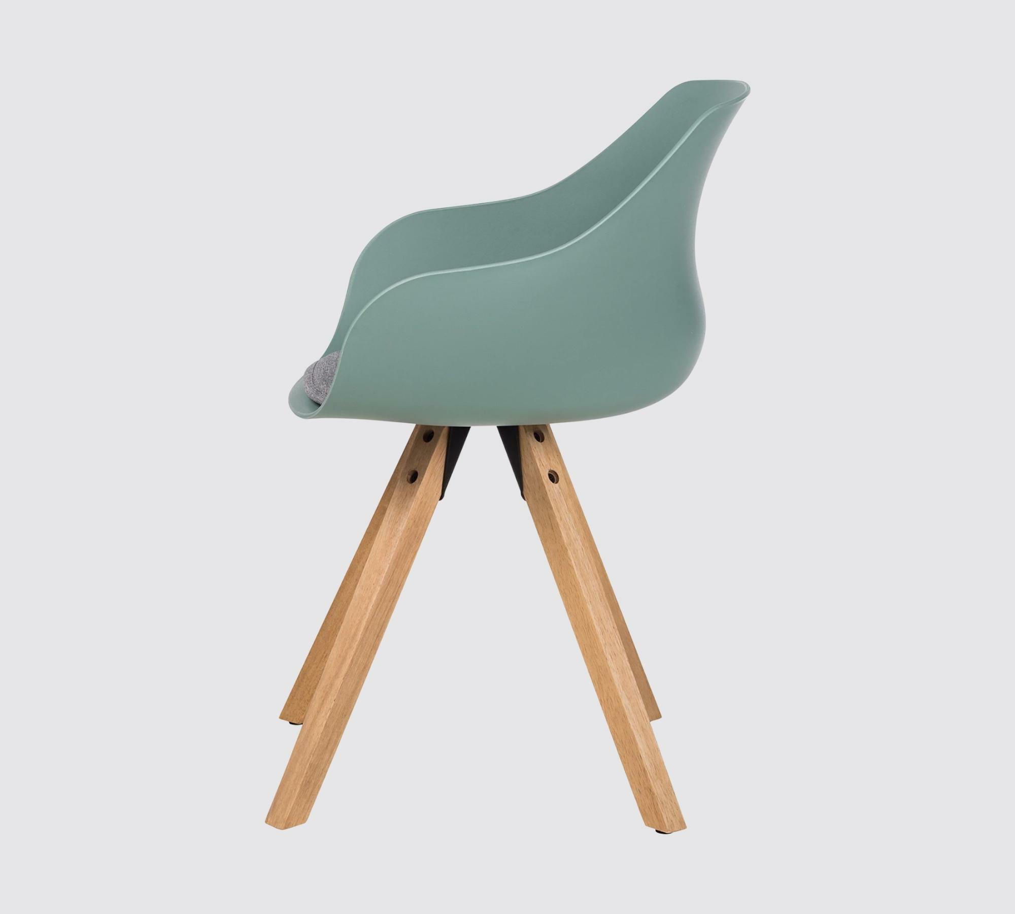 " -> "Mint grey".

    Final check on "Armrest shell chair":
    Armrest (Armlehnen)
    Shell chair (Schalenstuhl)
    With (mit)
    Seat cushion (Sitzkissen)
    Mint grey (Mintgrau)

    This is perfect.

    One last check: "Return only the translated text with no preamble 2