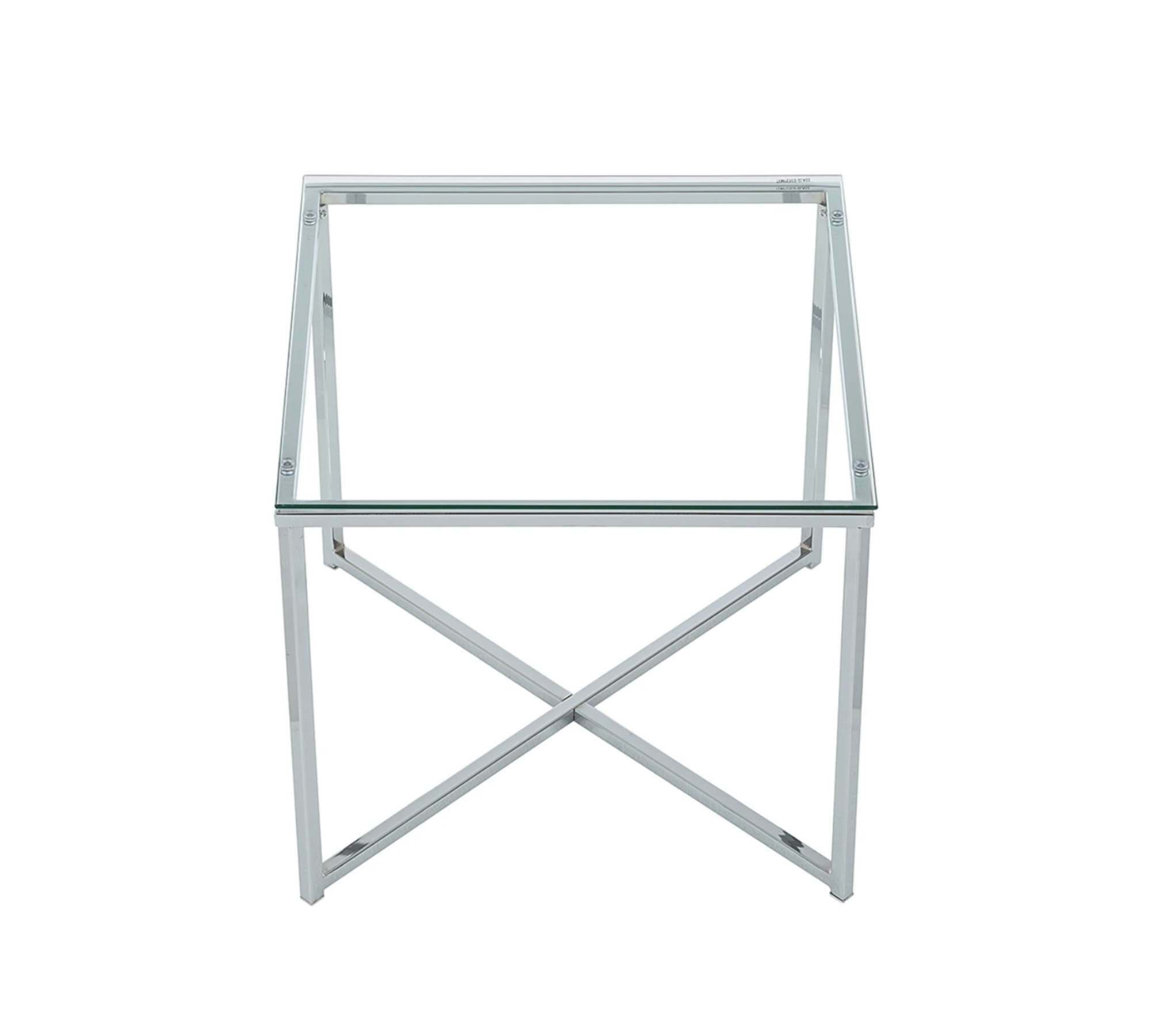Beistelltisch Glas Metall Silber 3