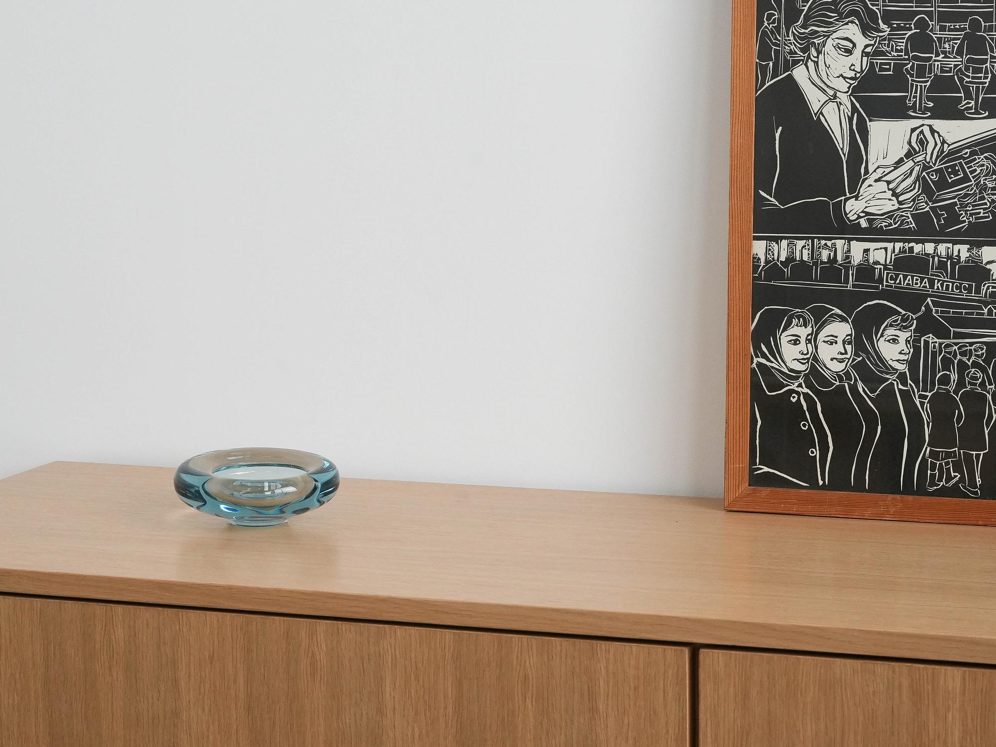 Glass bowl Blue 1960s 1