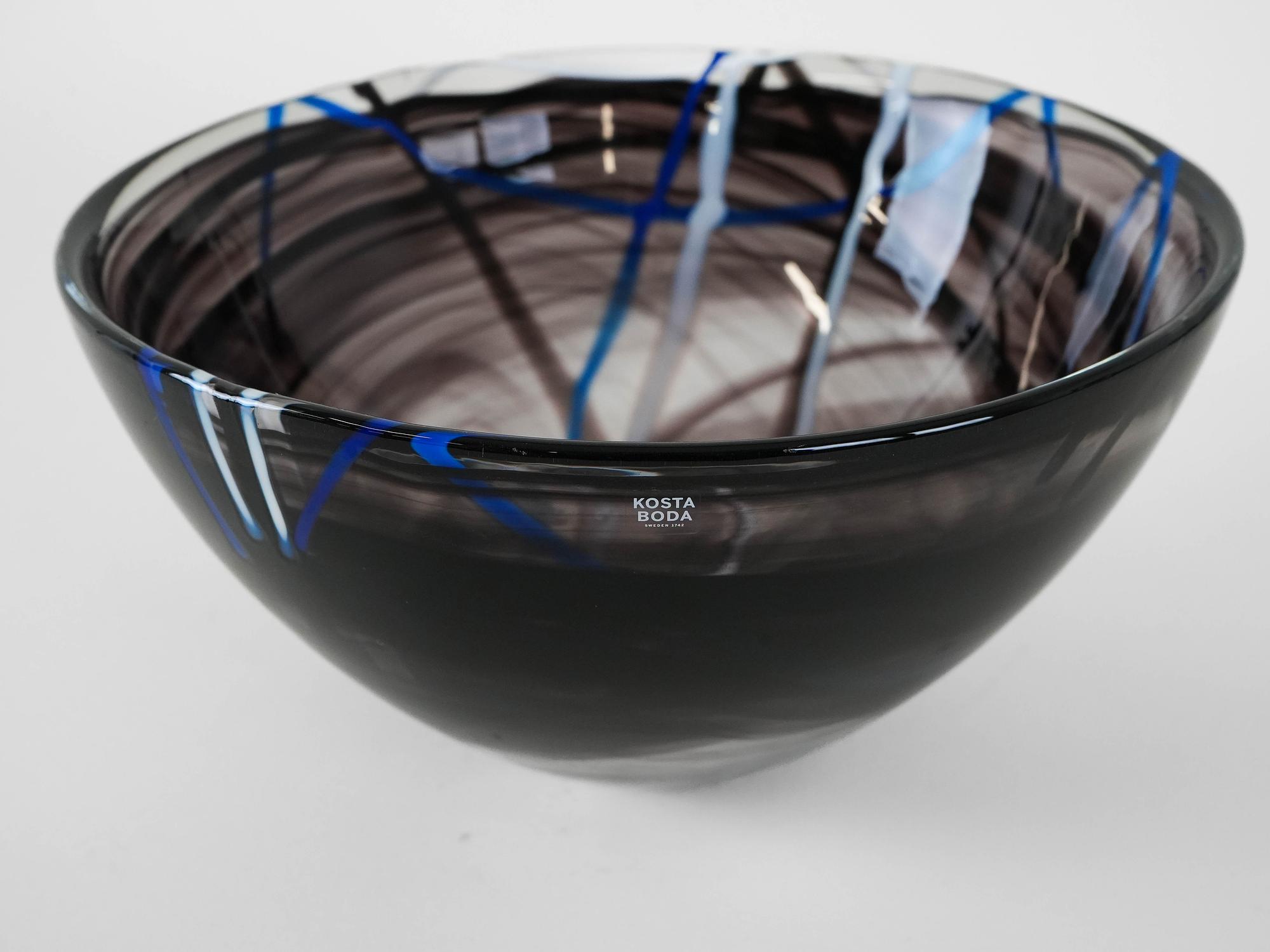 Contrast Glass Bowl Blue 1980s 4