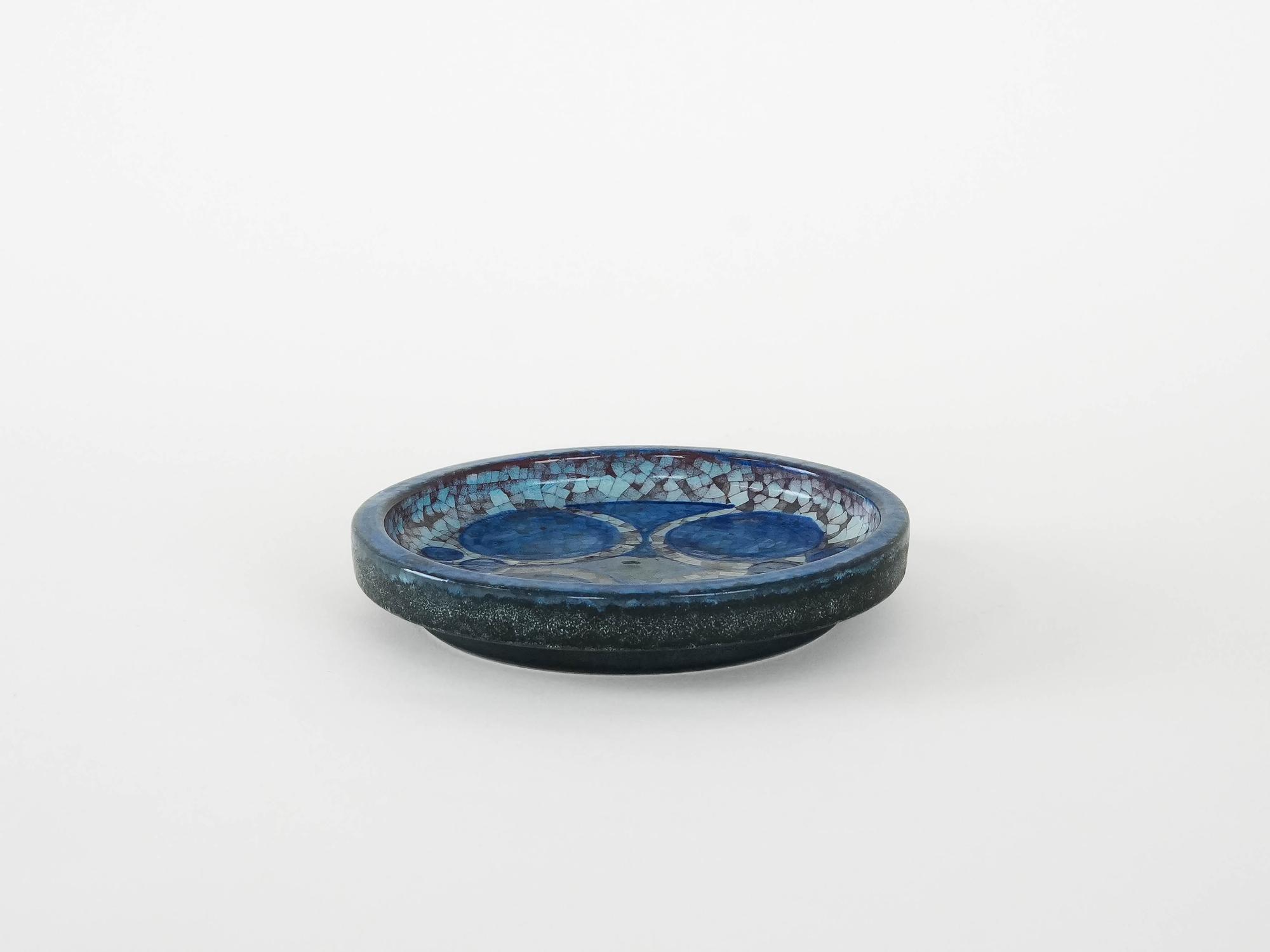 Ceramic plate Blue 1960s 2