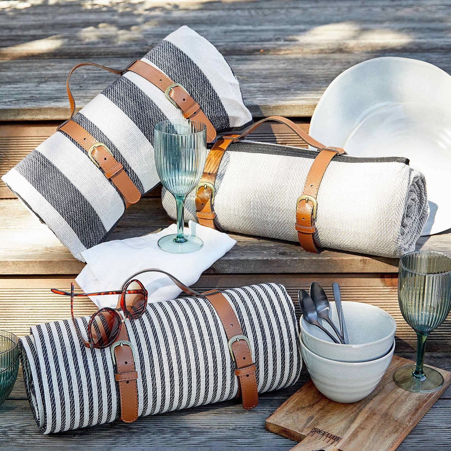 Picnic blanket WANDERLUST stripes polyacrylic blue 2