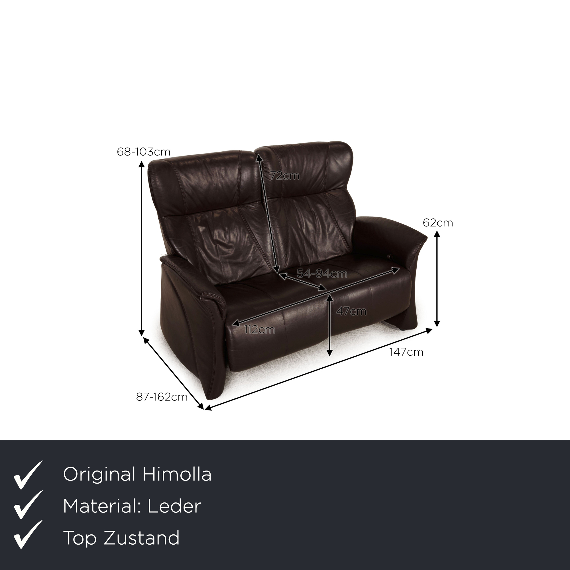 Sofa 2-Sitzer Soft Leder Dunkelbraun 1