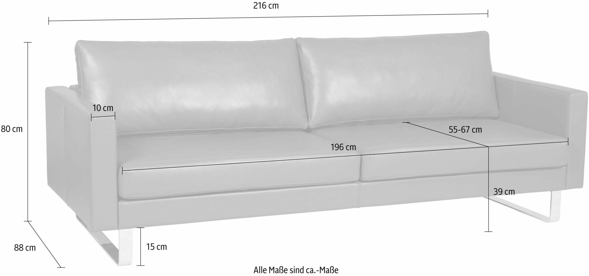 Portobello Sofa 3-Sitzer Saddle-Leder Metall Cognac 6