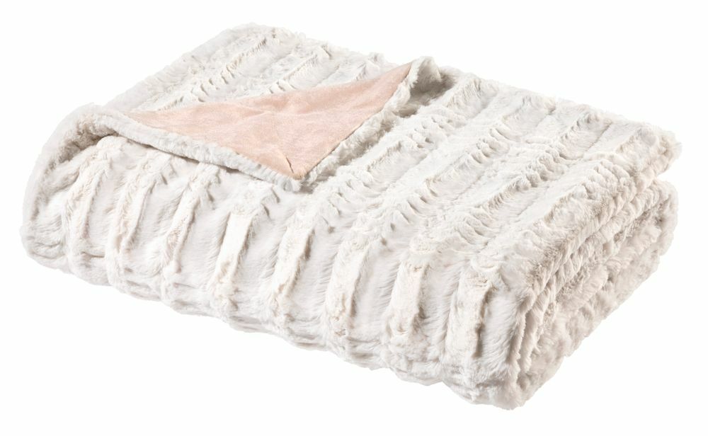 Couchdecke aus Fellimitat Creme 0