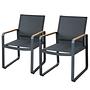 Gartensessel Silea 2er Set Aluminium Teakholz Braun Schwarz 0
