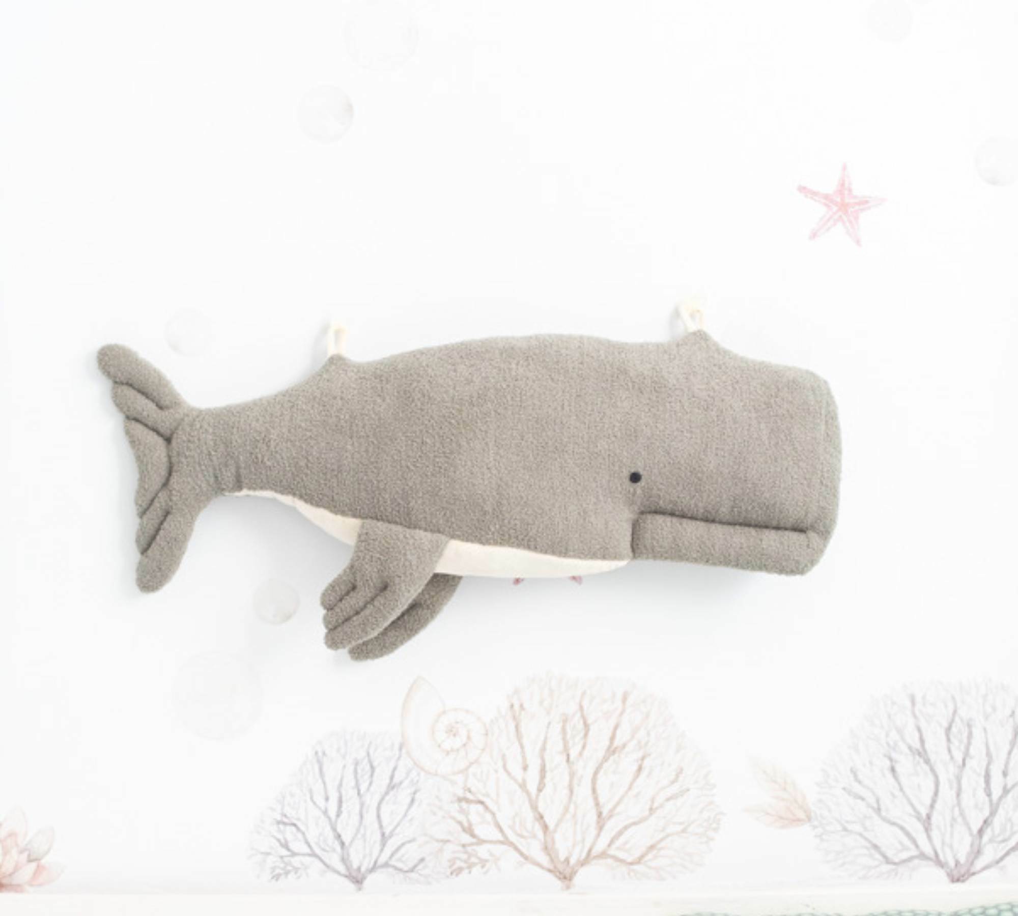 2x Fish & Beluga Whale Plush toy Cotton Grey Blue 1