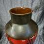 Vintage Vase Keramik Orange Schwarz 3