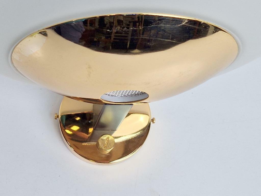 Vintage Wandleuchte Glas Metall Gold 1980er Jahre 4