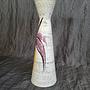 Vintage Keramikvase Braun Beige Blau gestreift 3