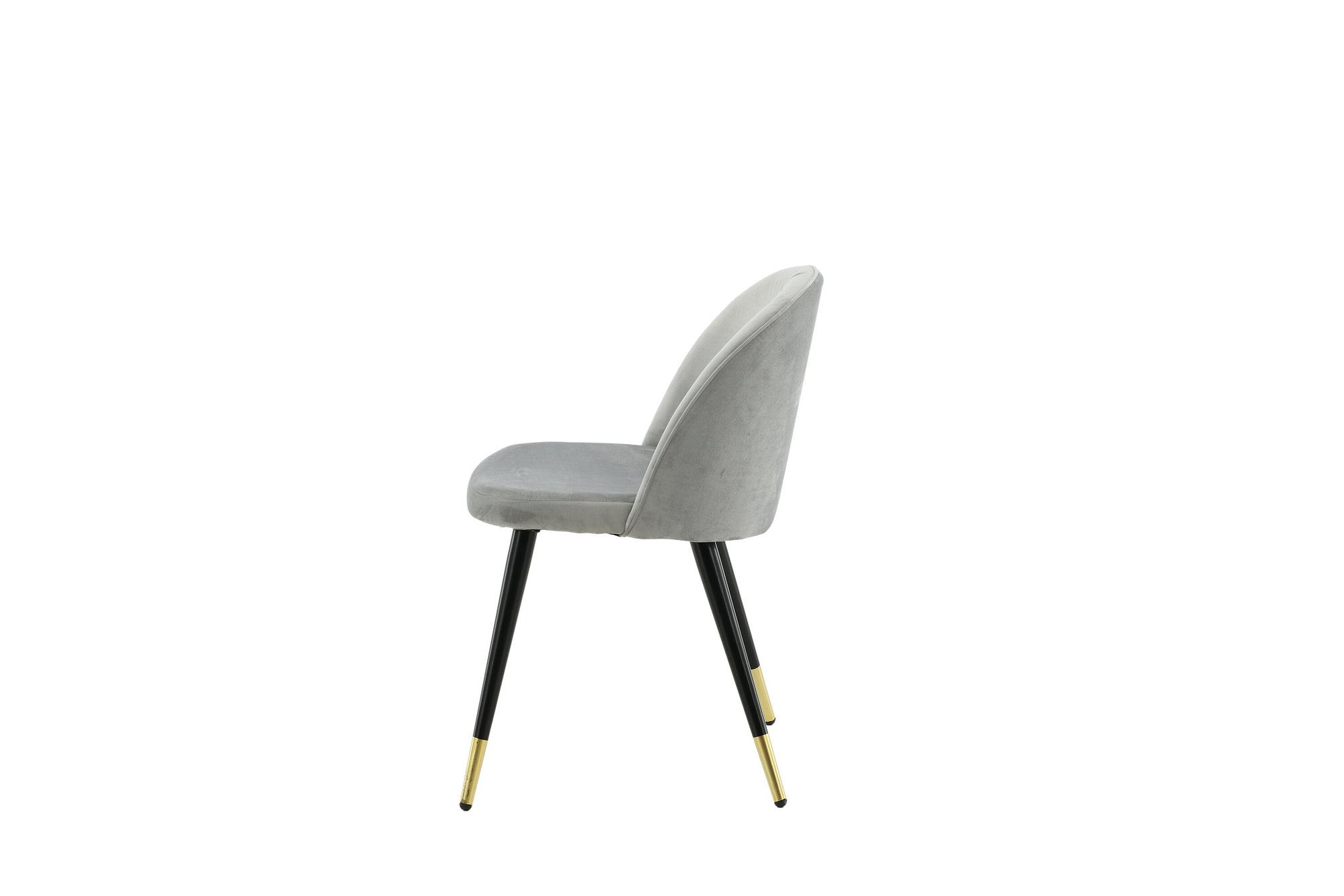 2x Sammet Esszimmerstuhl-Set Samt Grau Messing 4