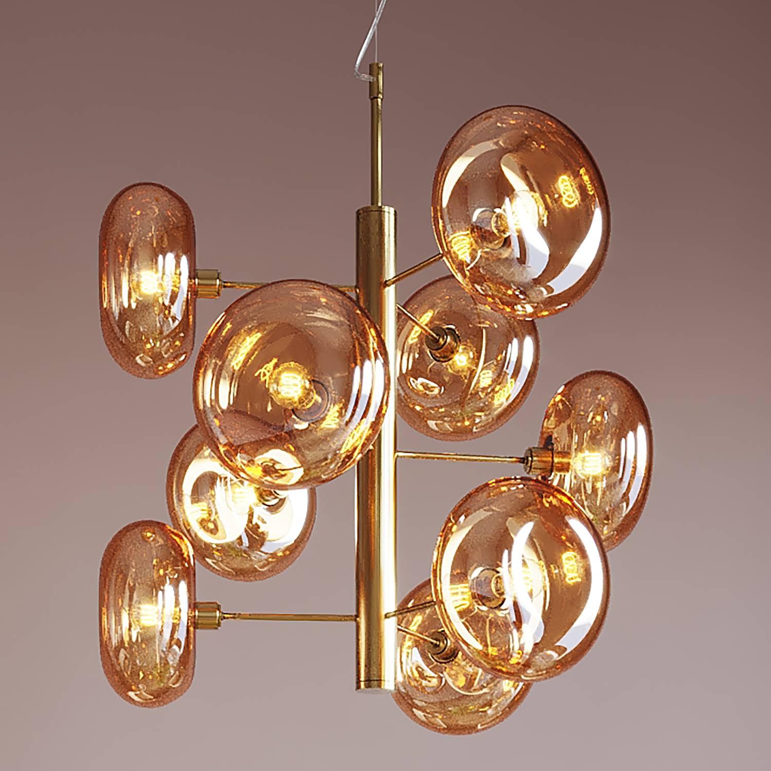 9-Flammig Hängeleuchte Headline Brass Stahl Glas Gold 1