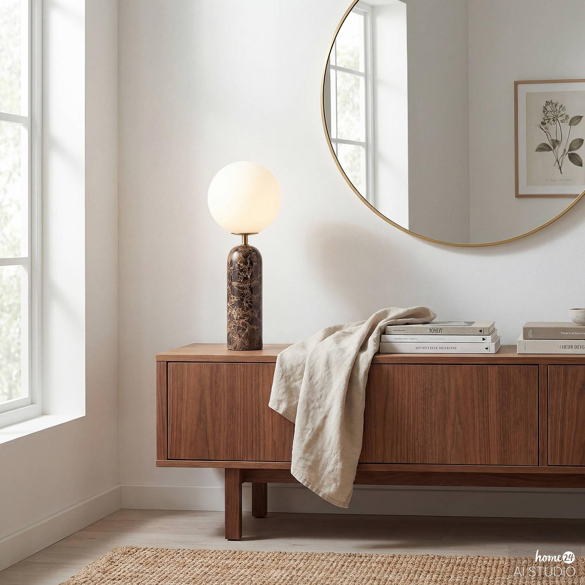 Table Lamp Onara Opal Glass / Marble 1-Light Brown 3
