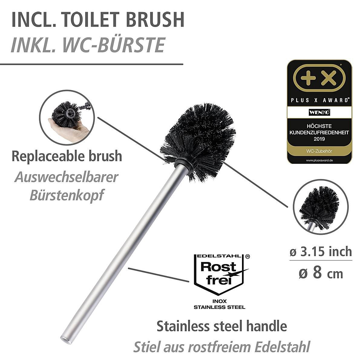 WC-Garnitur Rivalta II Edelstahl Silber 4