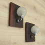 2x Wall lamp glass wood brown 1970s  3