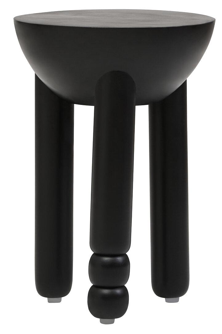 Walsa Round Column Detail Side Table Mango Wood Black 0