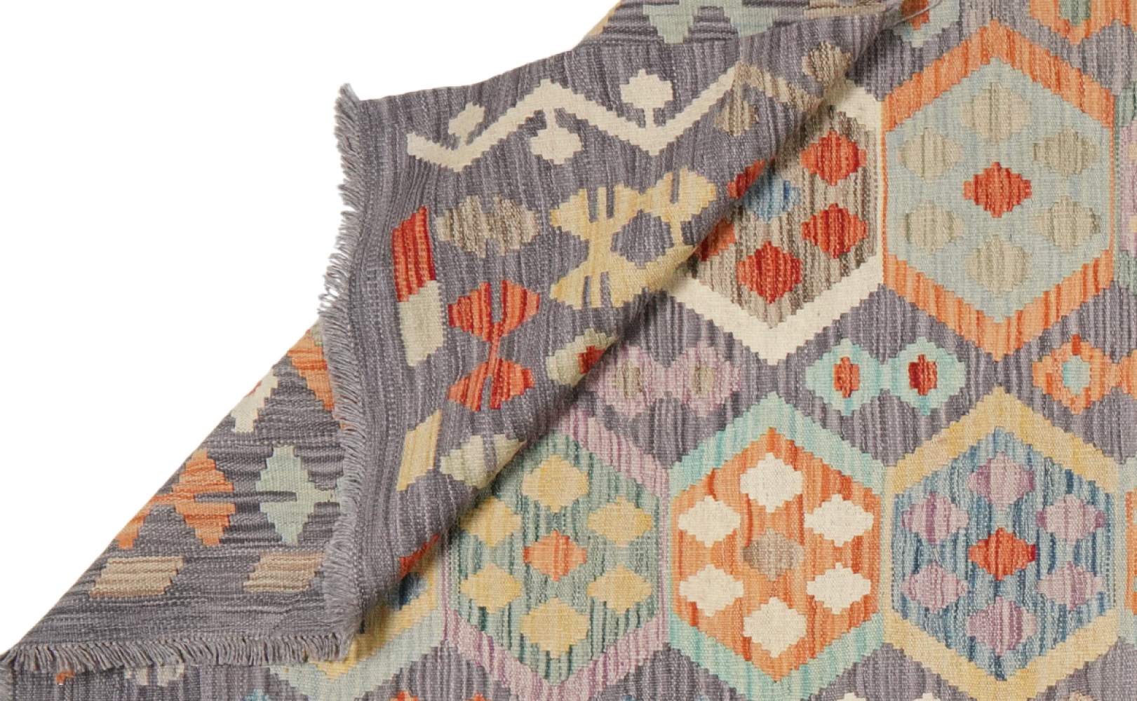 Kilim Rim Tappeto Lana Grigio 3