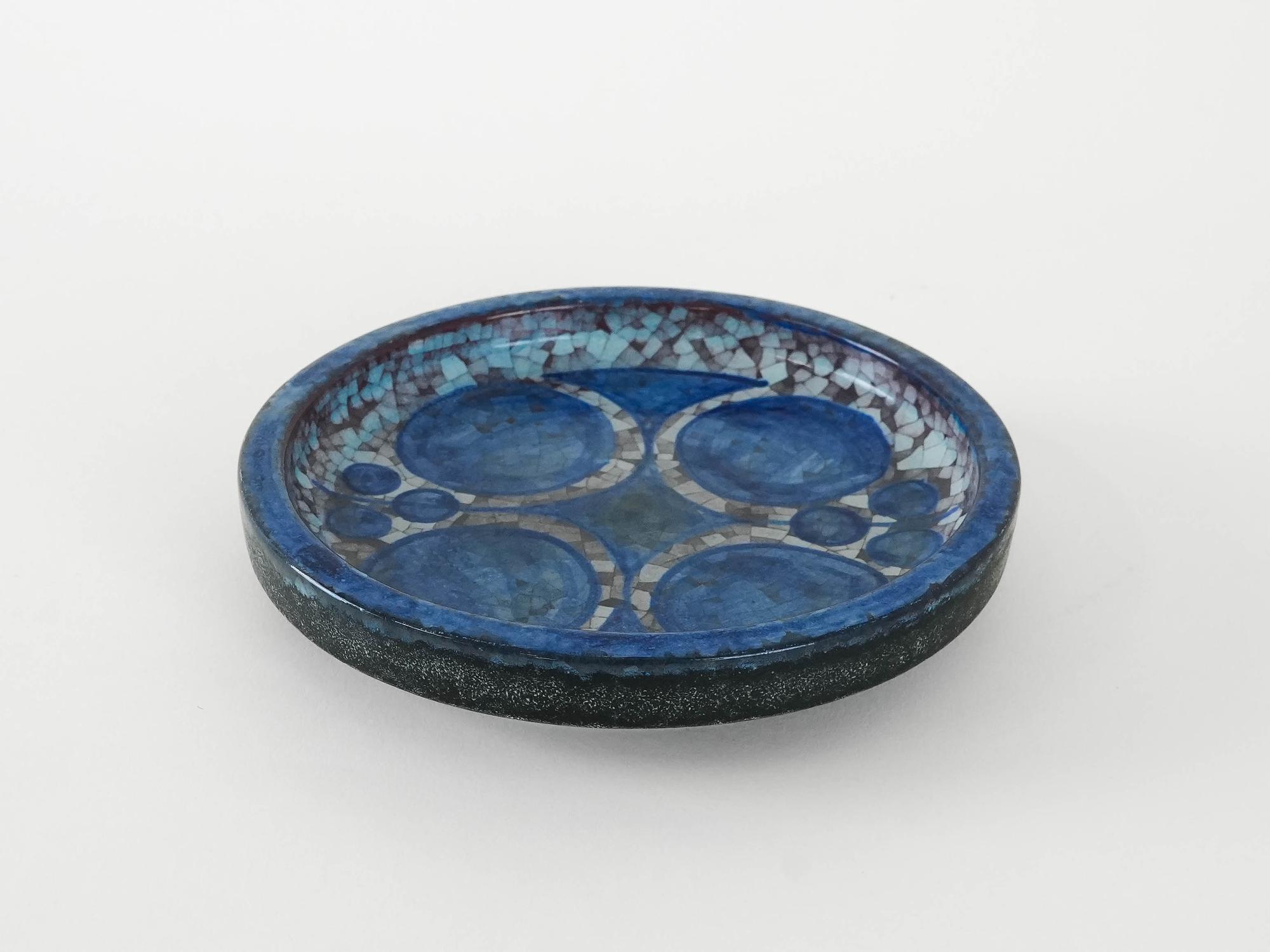 Ceramic plate Blue 1960s 3