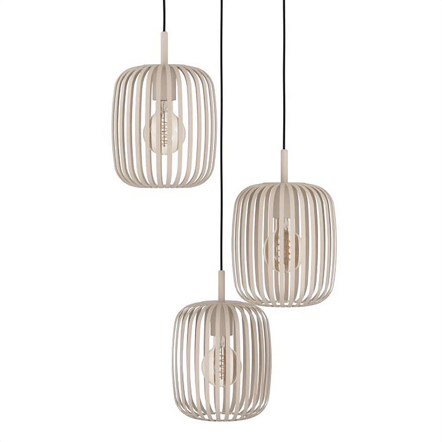 3-Flammig Pendelleuchte Romazzina Stahl Beige 1