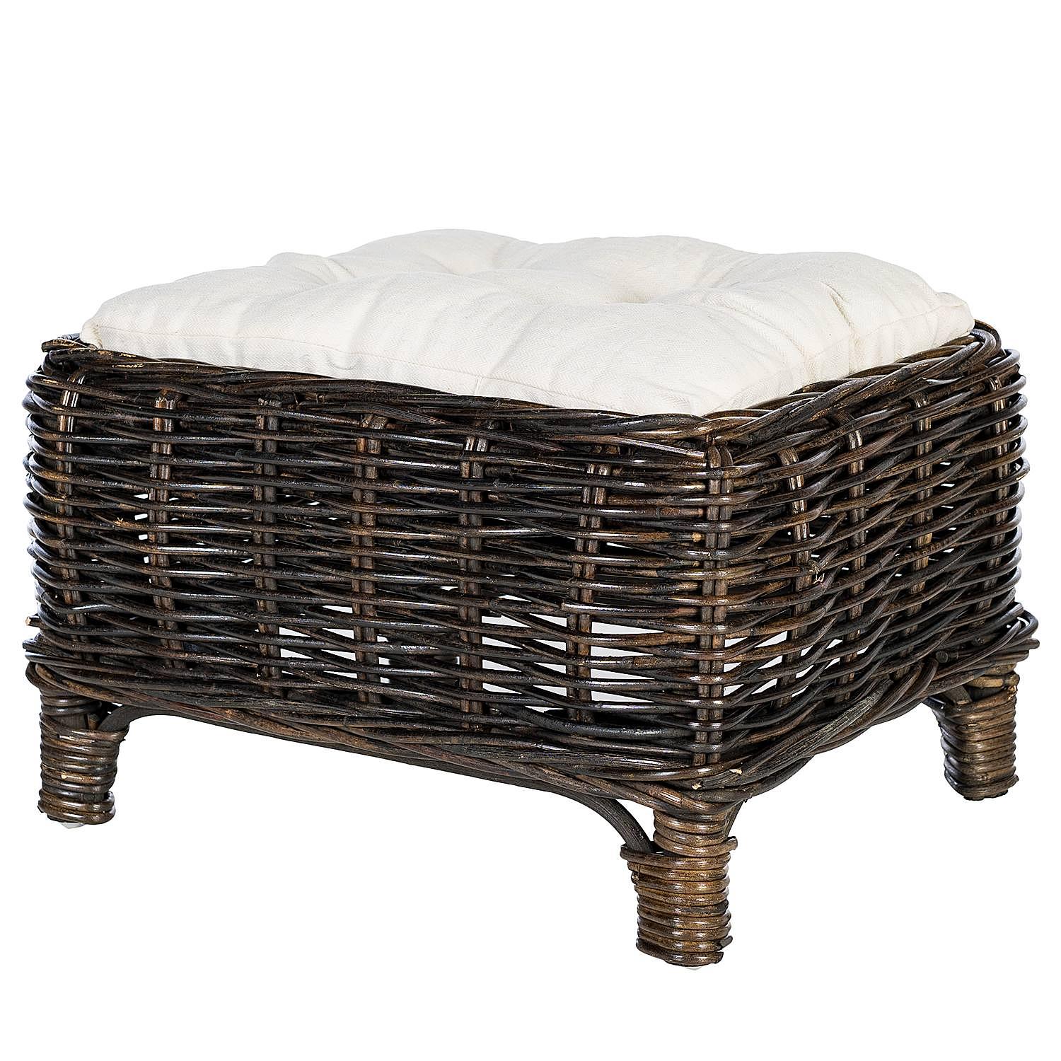 Bedous Fußhocker Webstoff Rattan Braun 0