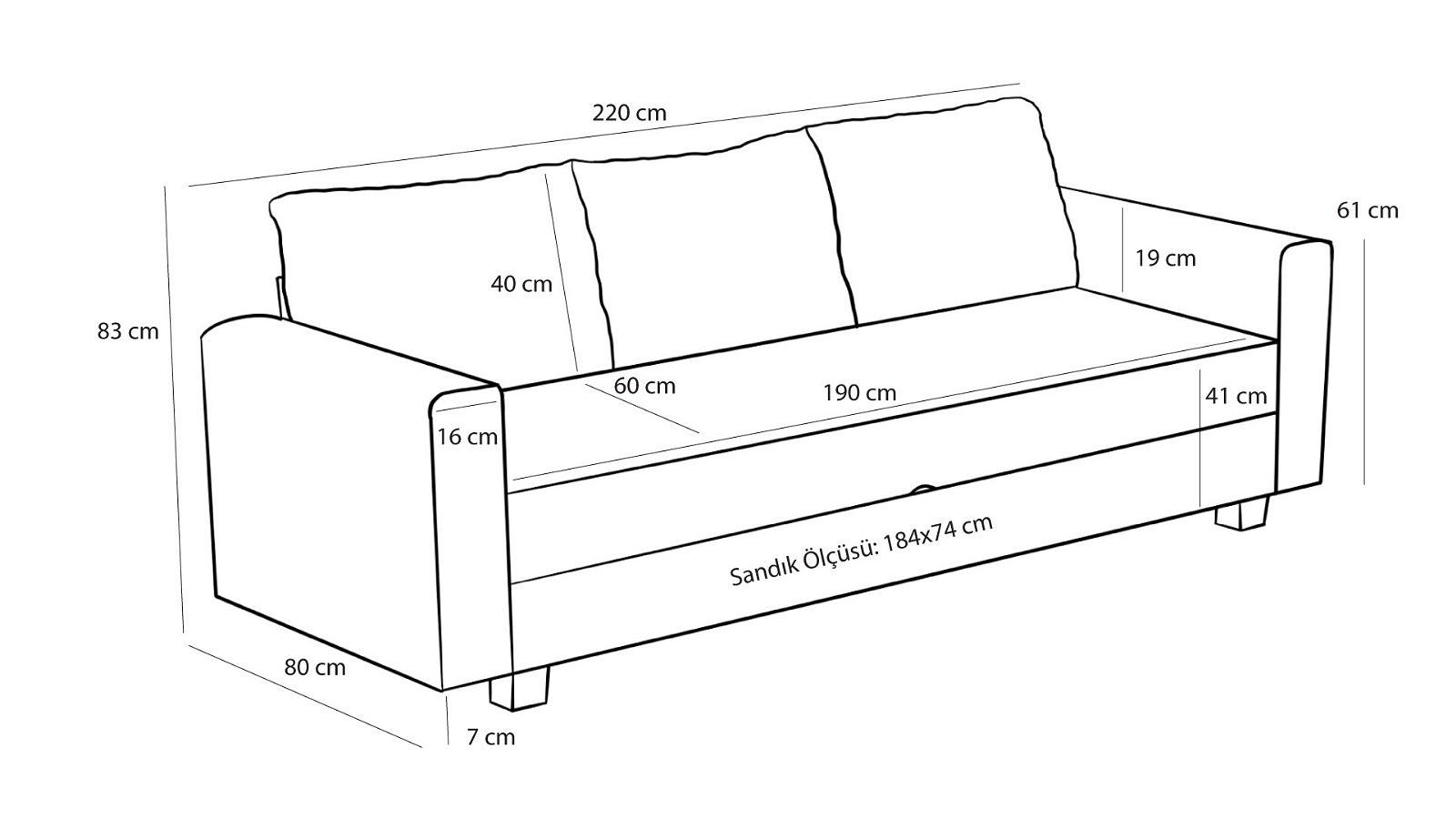 Aly Schlafsofa 3-Sitzer Anthrazit 9