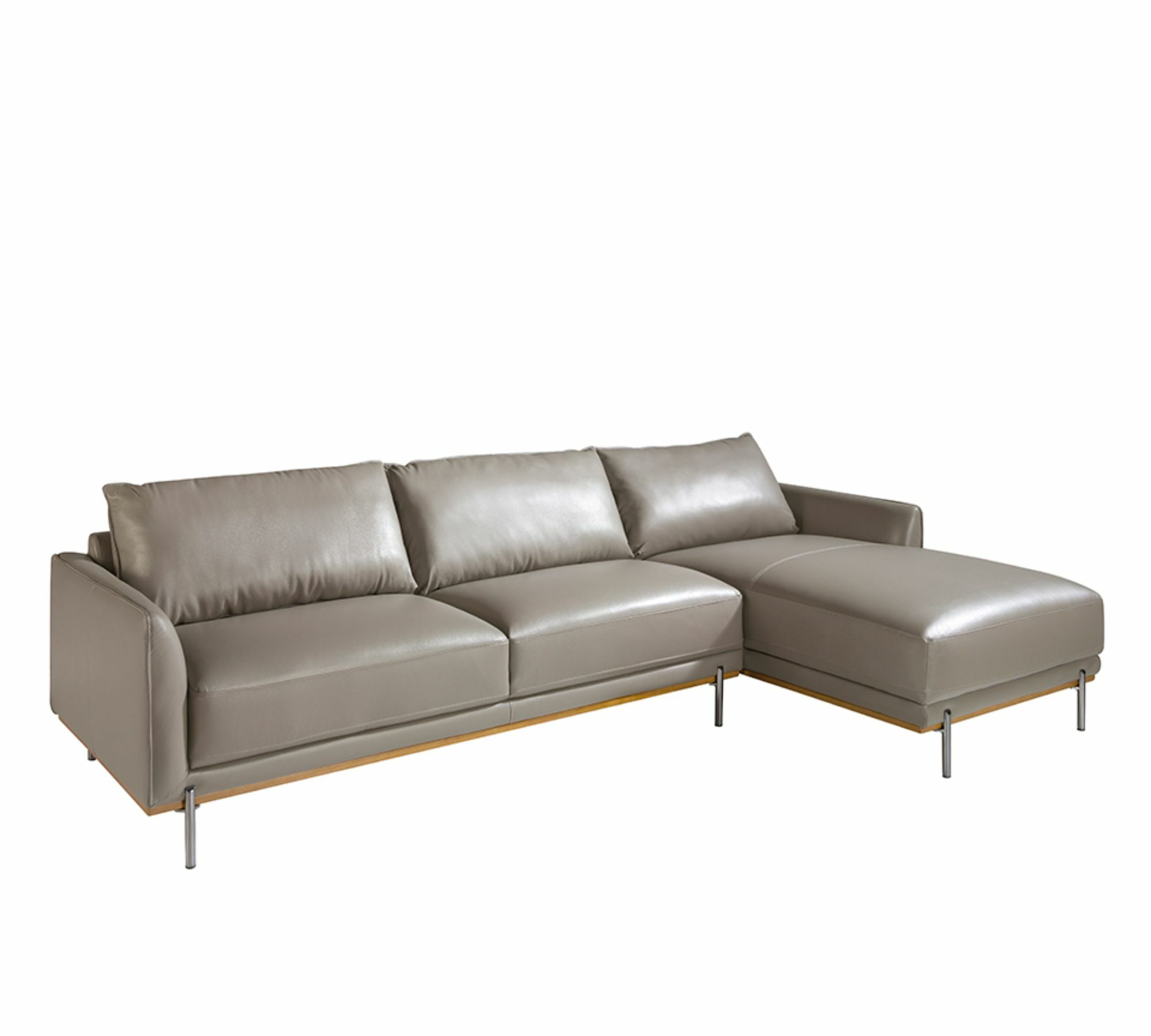 Sofa Récamiere Rechts Leder Grau  0