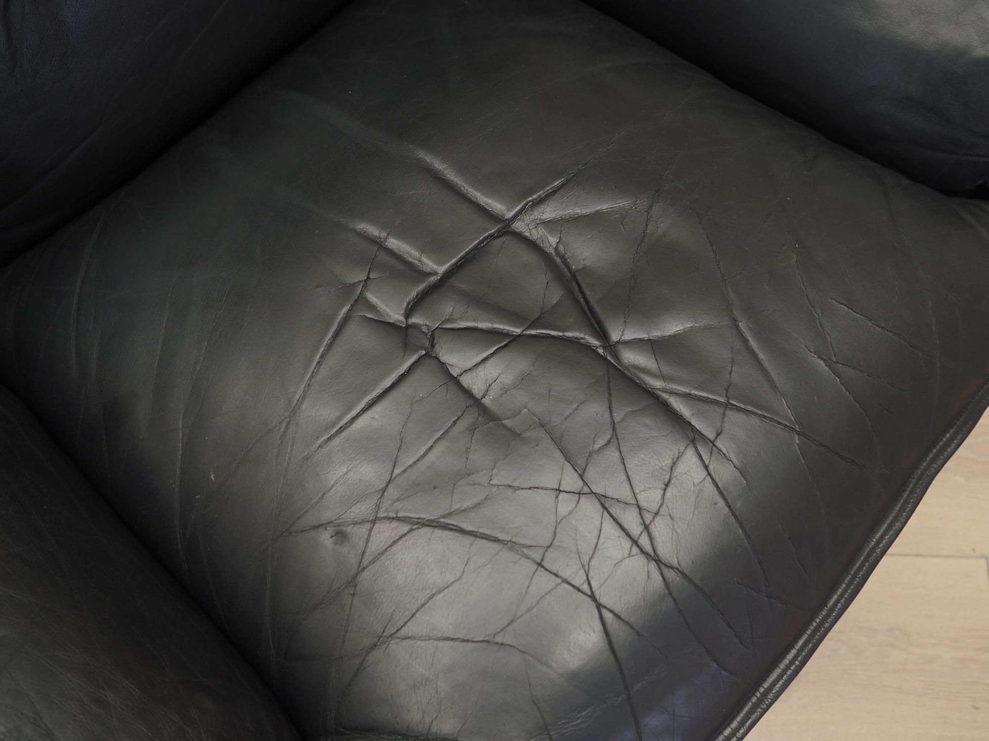 Armchair Leather Black 1960s 12