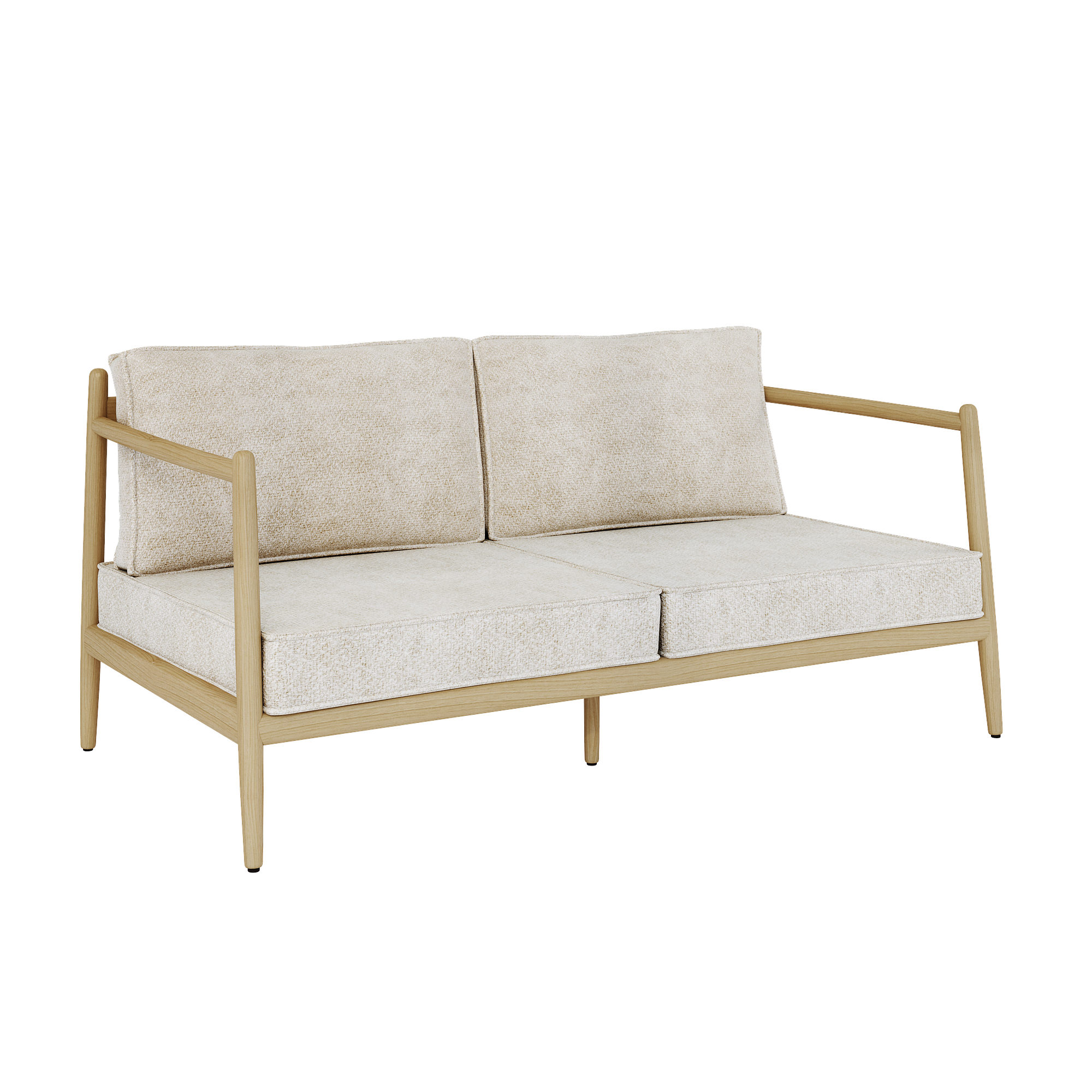 NOA Sofa 2-Sitzer Teakholz Artischocke Kissen Brulé 0