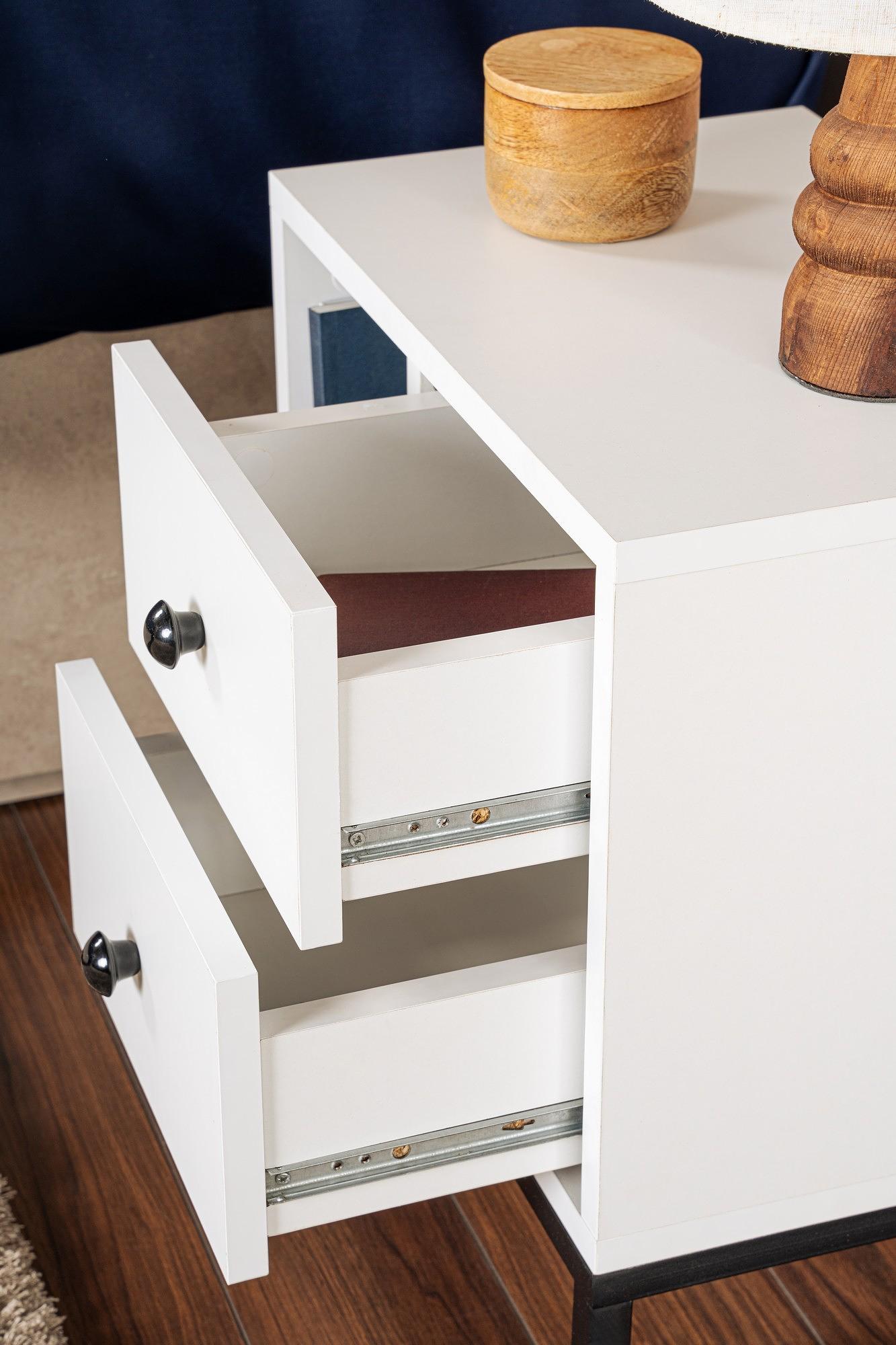 Glimmer Nightstand White with black legs 3