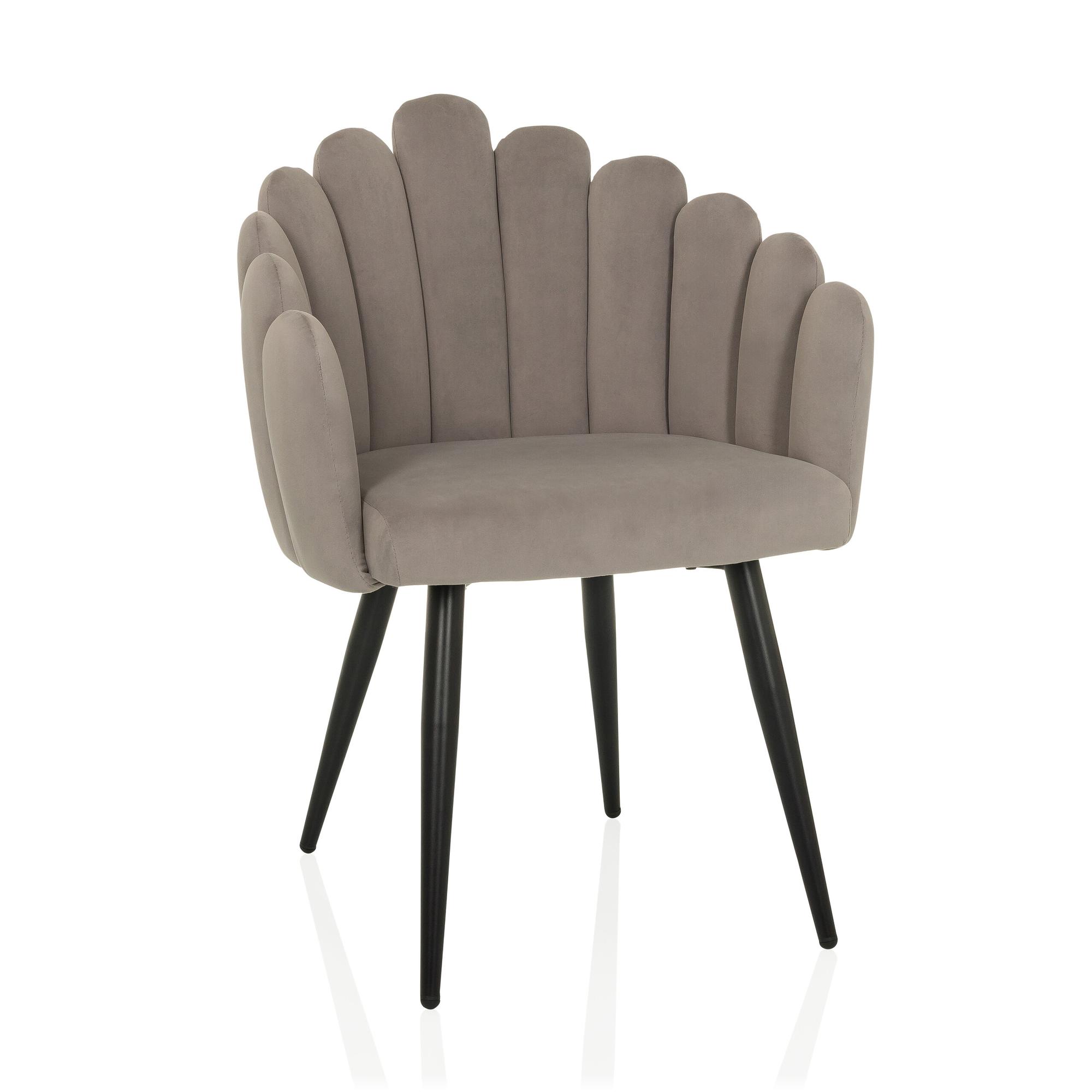 SCALLORE Dining chair in shell shape velvet grey 0