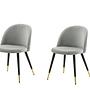 2x Sammet Esszimmerstuhl-Set Samt Grau Messing 0