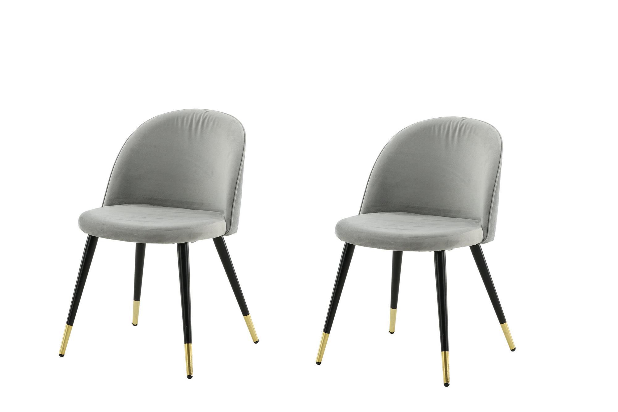 2x Sammet Esszimmerstuhl-Set Samt Grau Messing 0