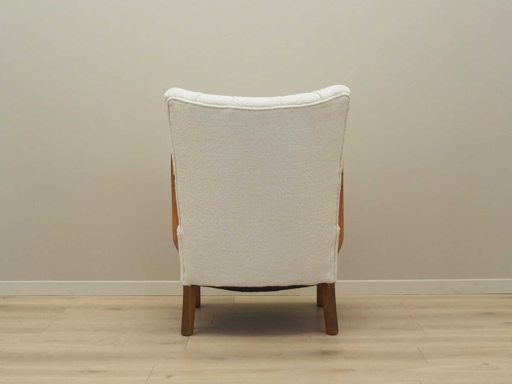 Vintage armchair oak wood textile cream 1950s 4