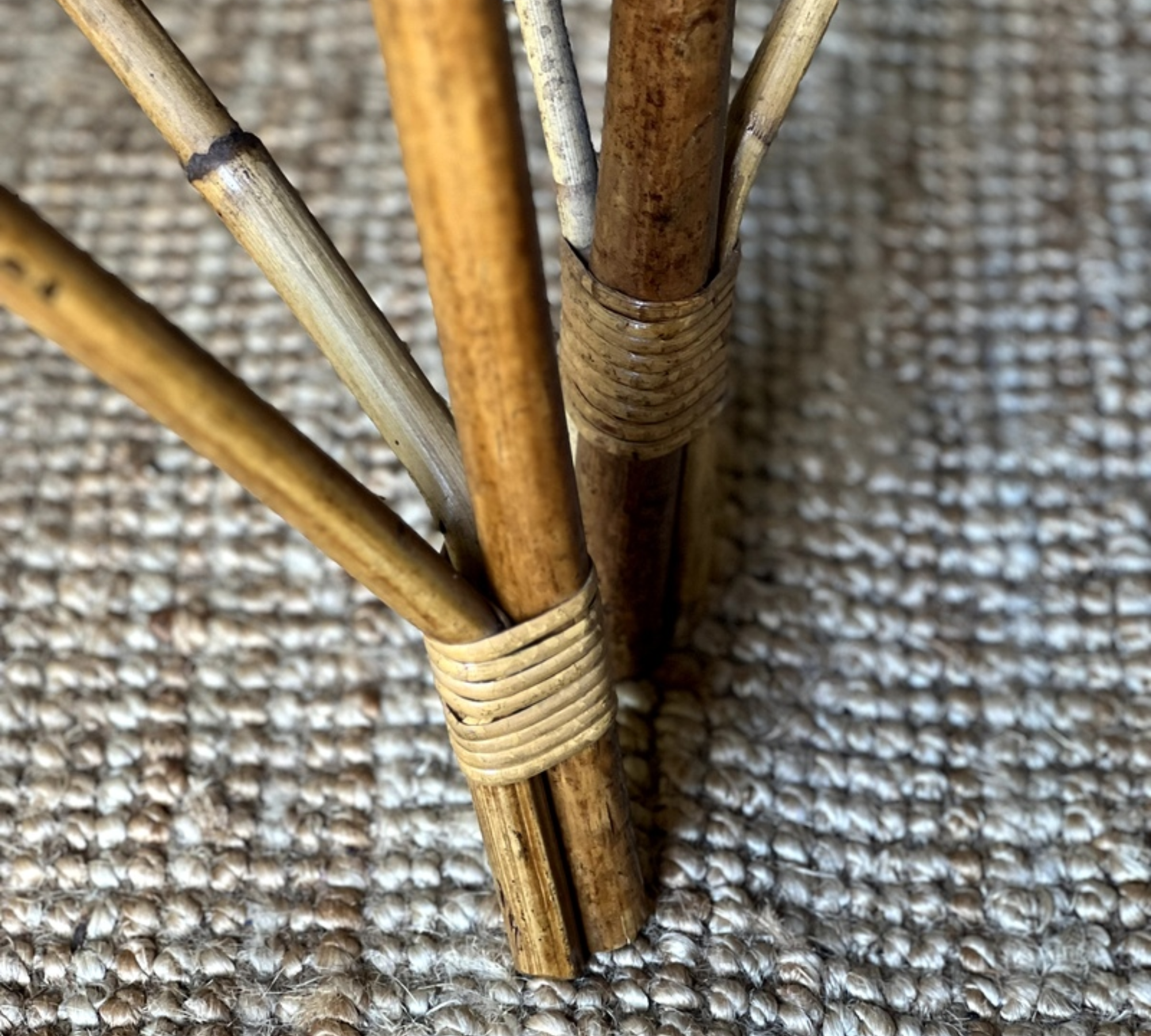 2x Vintage Sessel Bambus Braun 1960er Jahre 5