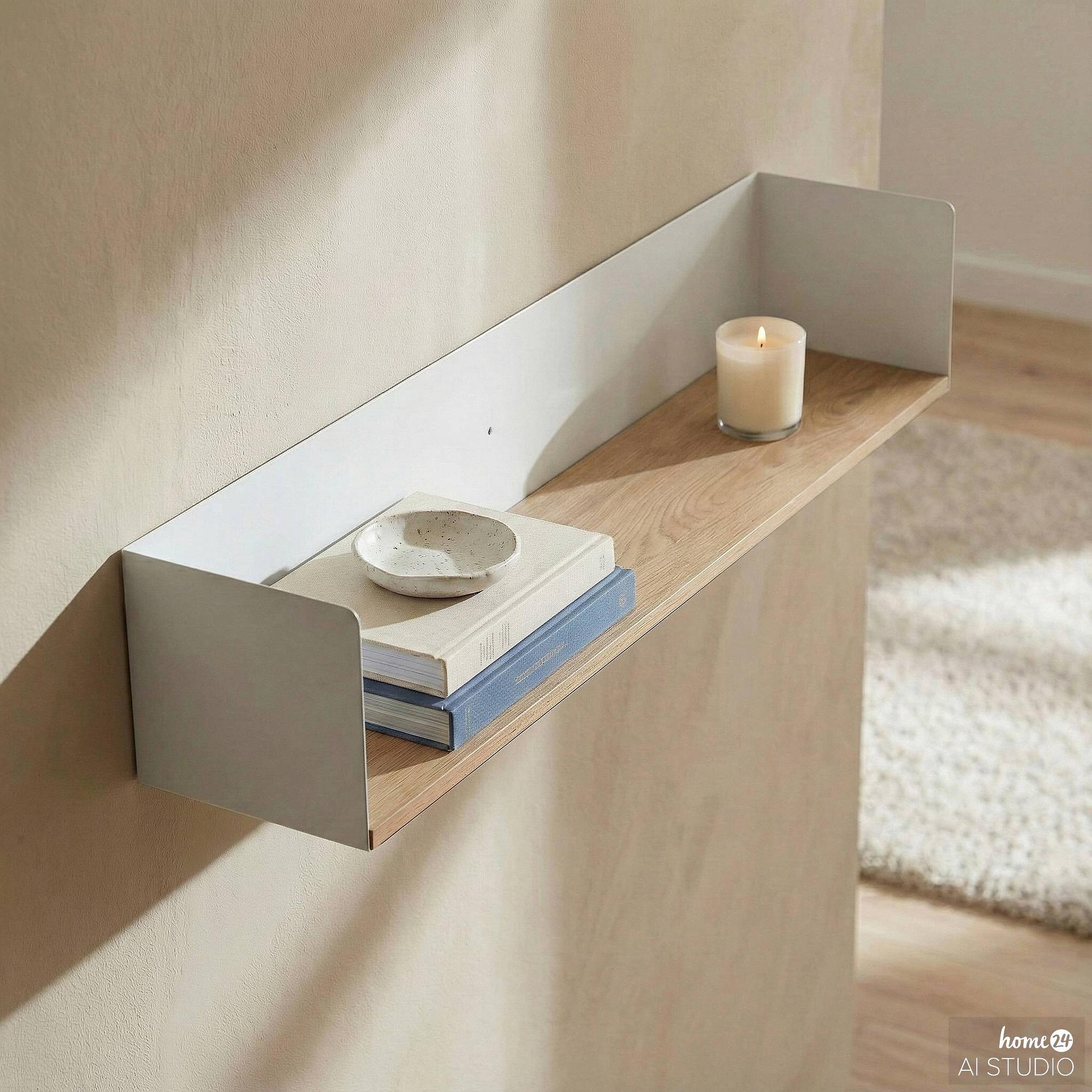 Beikou Wall Shelf Type A Real Wood Veneer Fir White 60x12cm 3