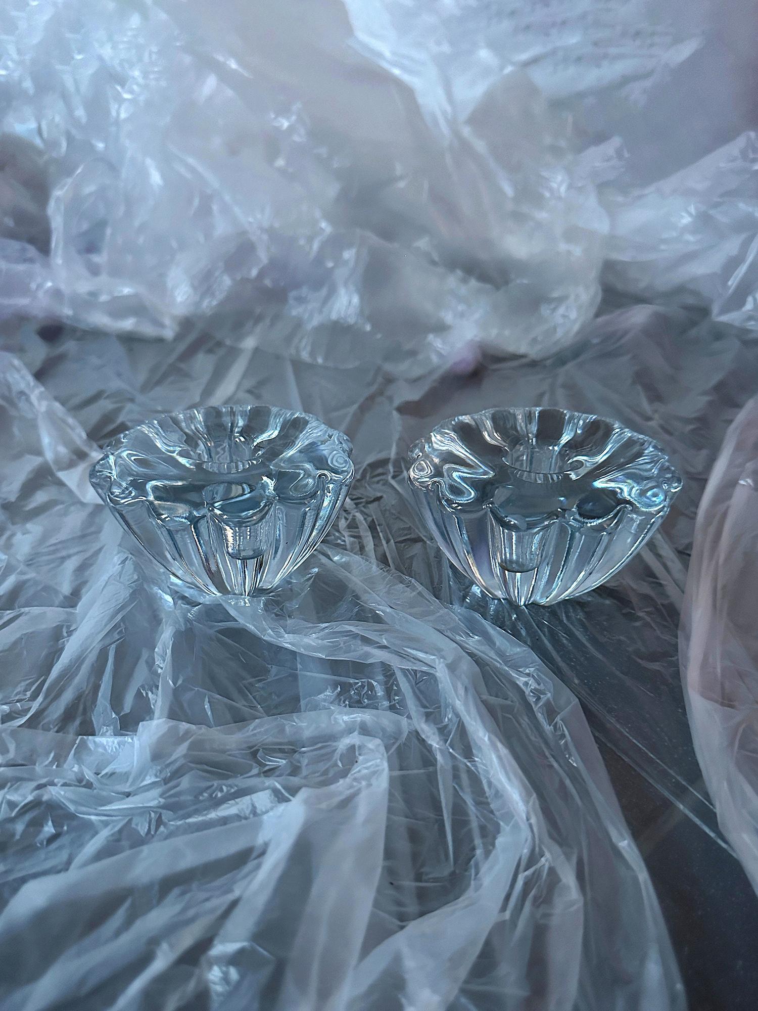 2x Vintage candlestick crystal 4