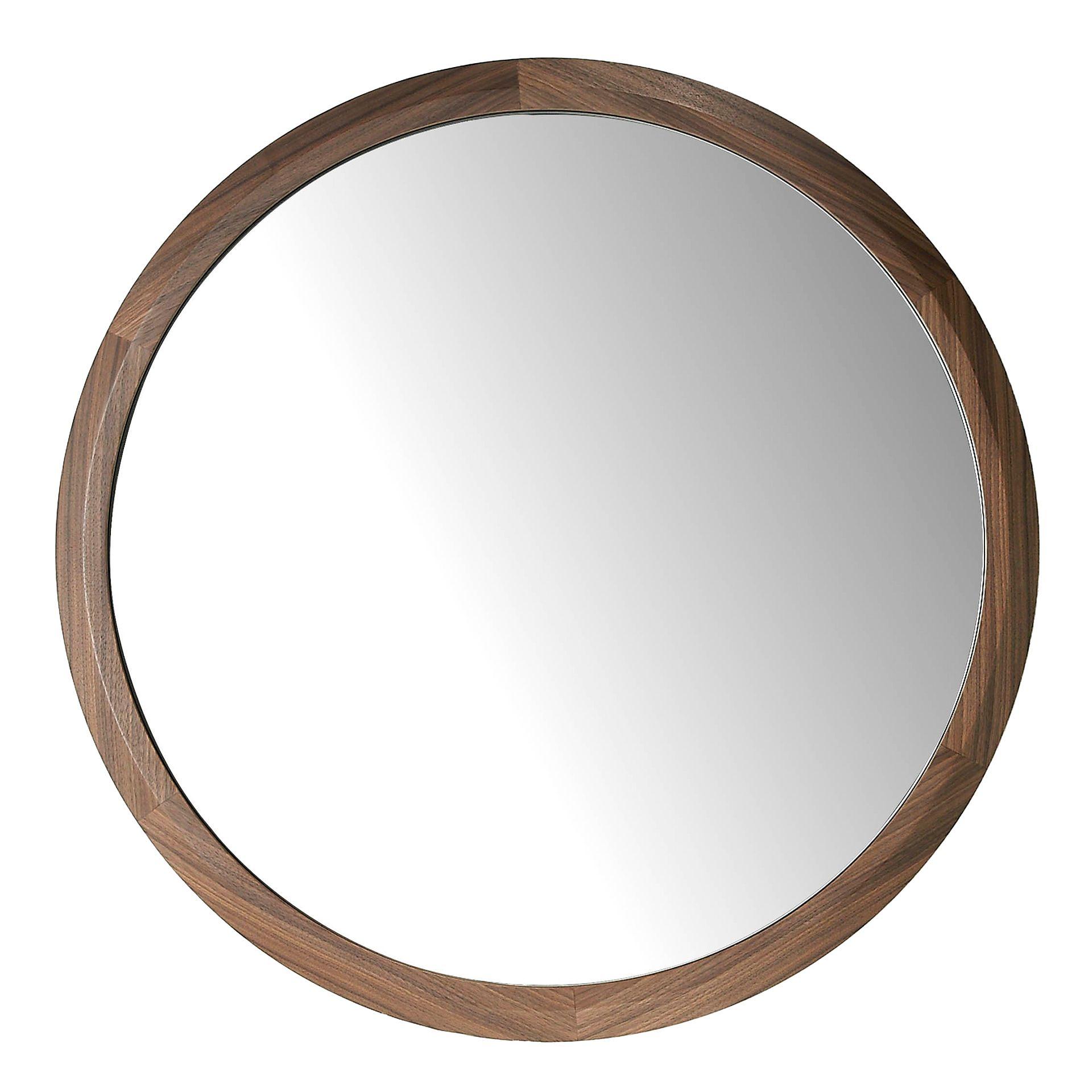Round Wall Mirror Walnut 1