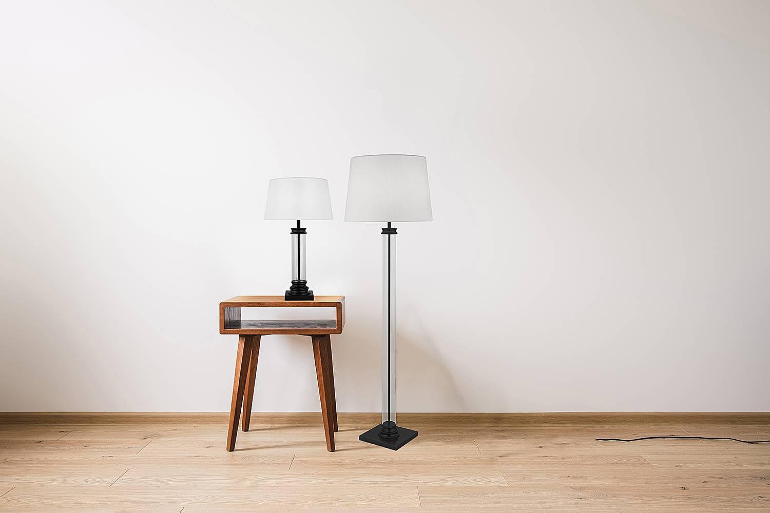 Pedestal table lamp steel black 1