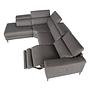 Sofa Recamiere Left 6112 with Relax System Grey Leather 6