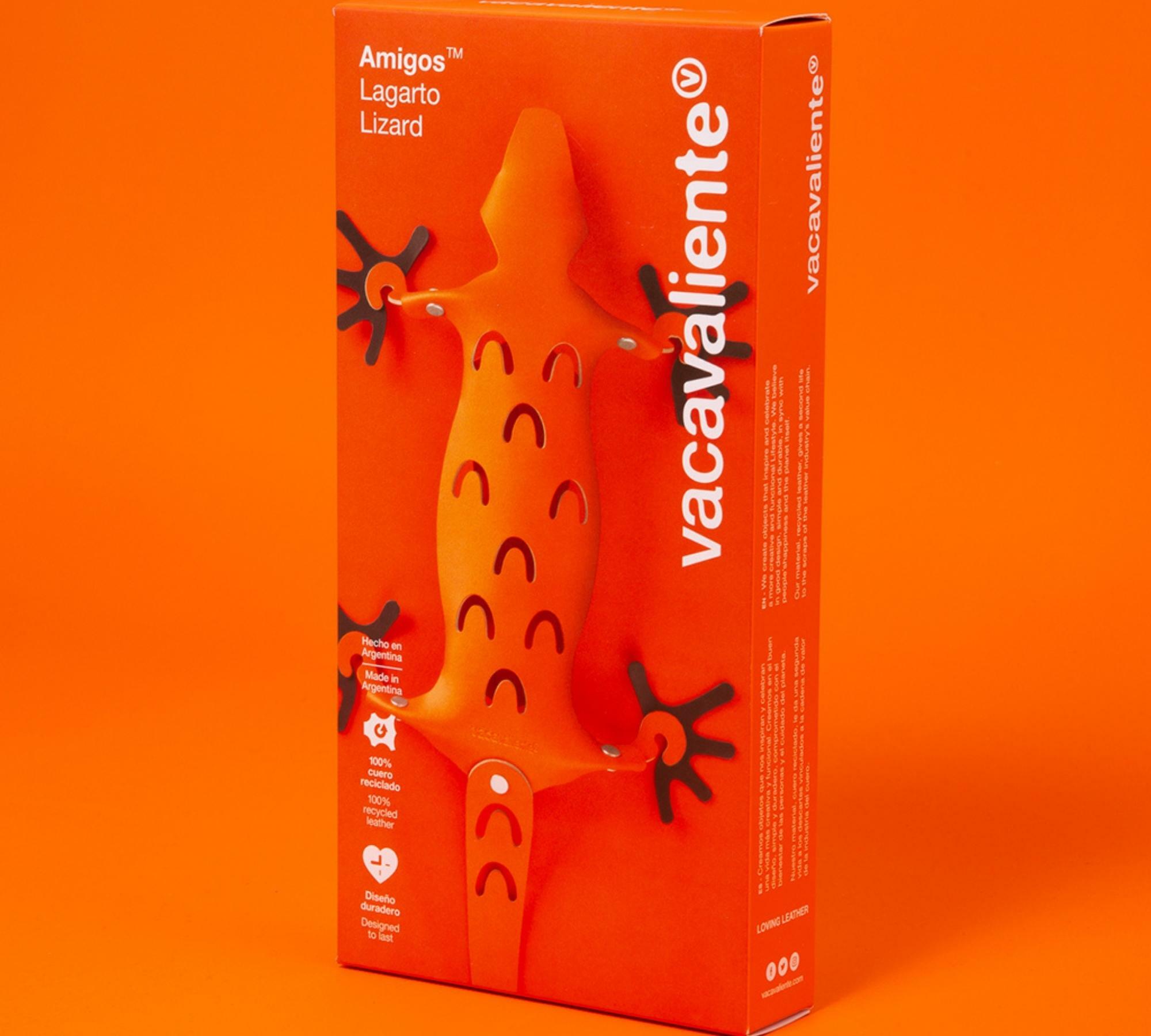 Eidechse mit Magnetfüßen aus 100% Recyceltem Leder Orange 5