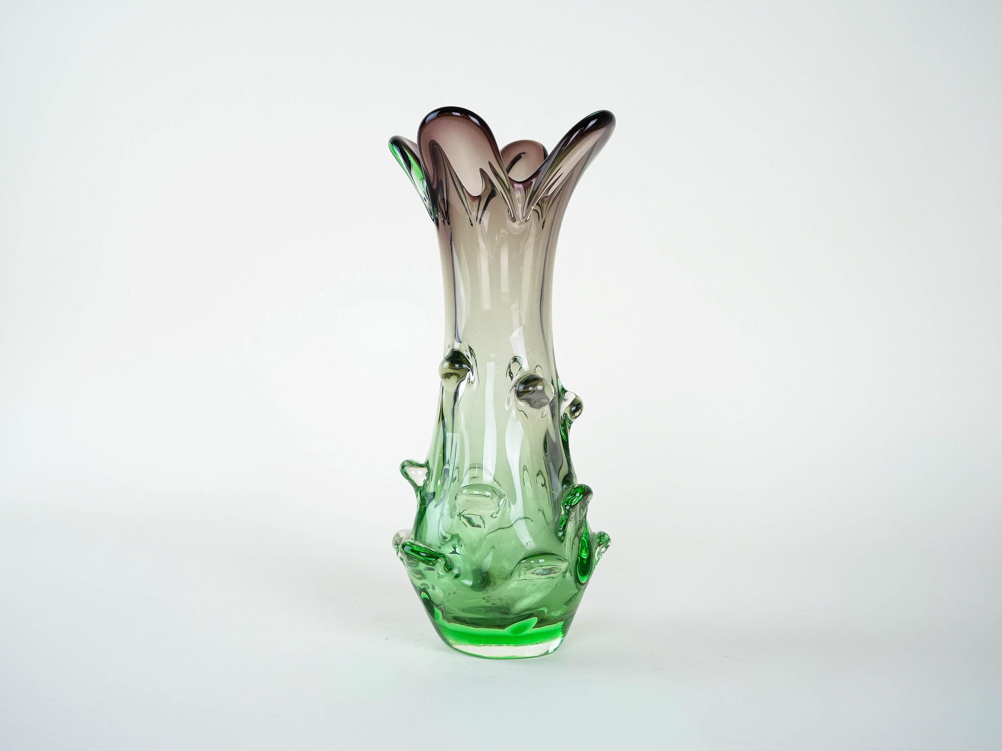 Vase Muranoglas Grün 1960er Jahre 3