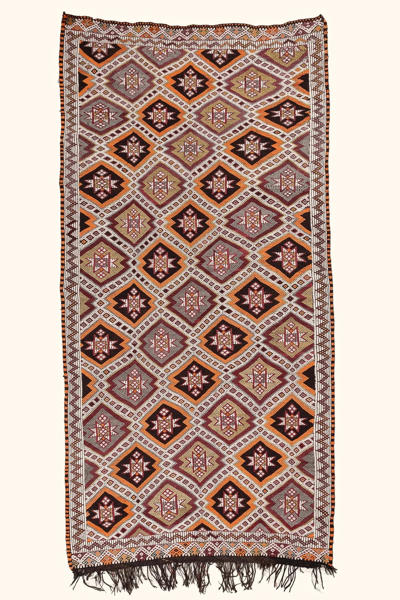 Vintage Kilim Teppich Wolle Mehrfarbig 0