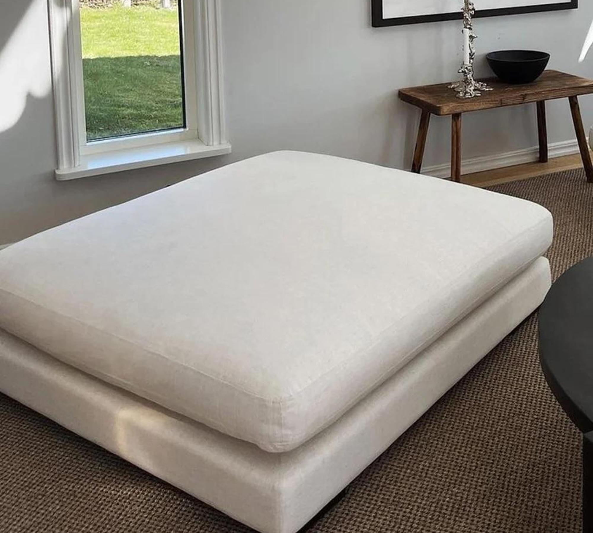 Mammoth Footstool Linen Mix Sand 402 3