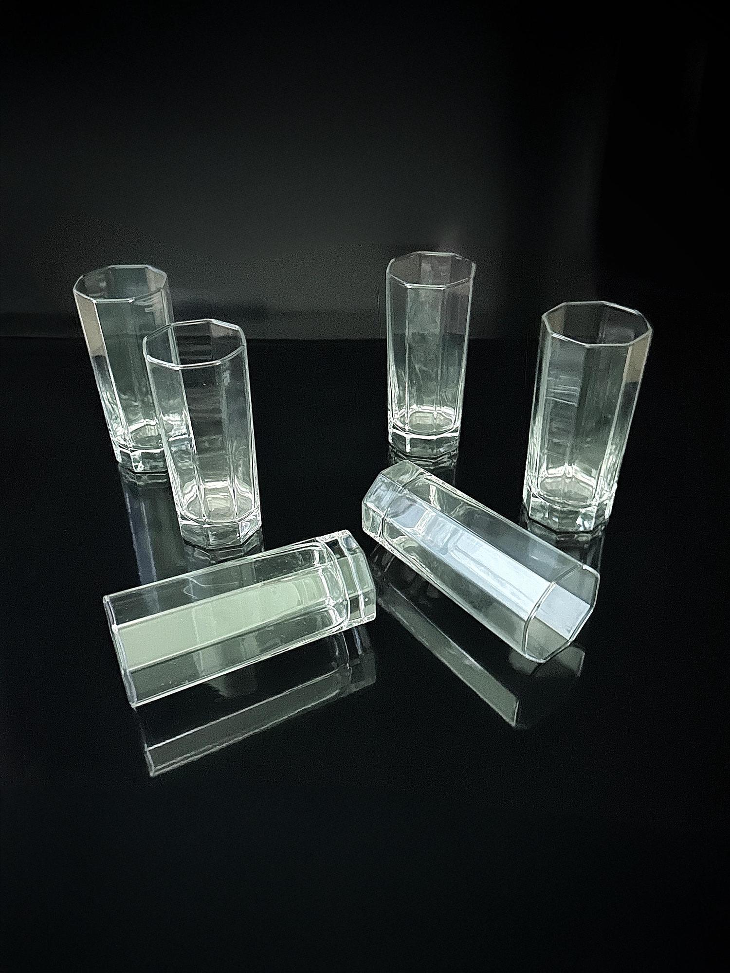 6x Vintage water glass France 1980s 2