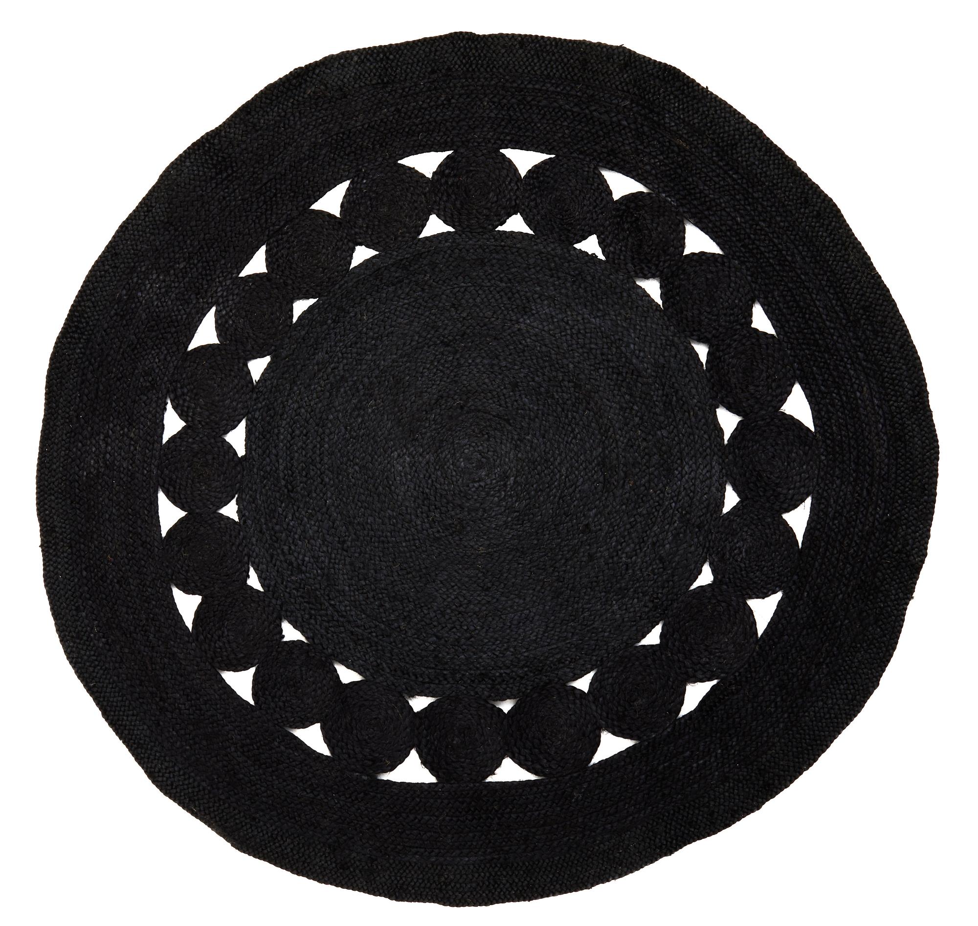 Bosie Demir Runder Schwarzer Jute-Teppich 0