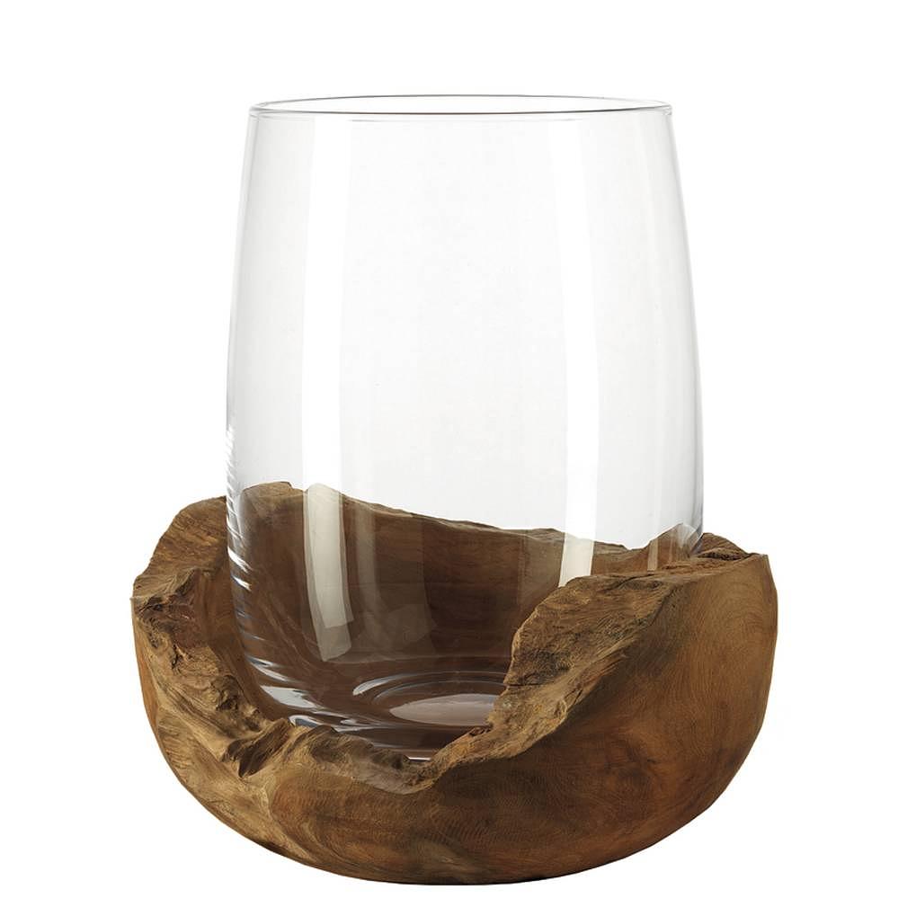 Windlicht inkl. Teaksockel Terra Transparent 2